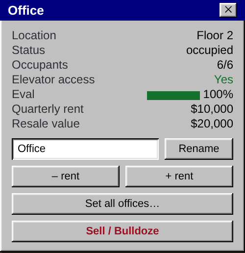 The unit editor showing the Modern continuous rent slider